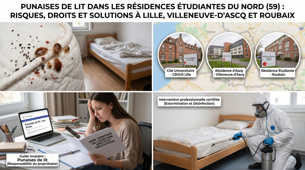 Punaises de lit dans les résidences étudiantes du Nord (59) : risques, droits et solutions à Lille, Villeneuve-d&rsquo;Ascq et Roubaix