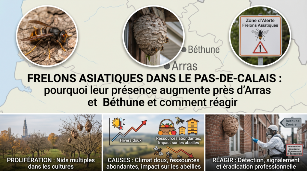 Frelons asiatiques dans le Pas-de-Calais : pourquoi leur présence augmente près d&rsquo;Arras et Béthune et comment réagir